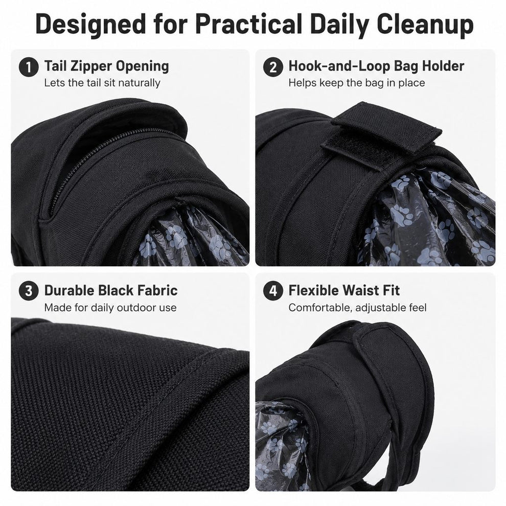 Dog waste catcher pants with 50 bags for daily walks