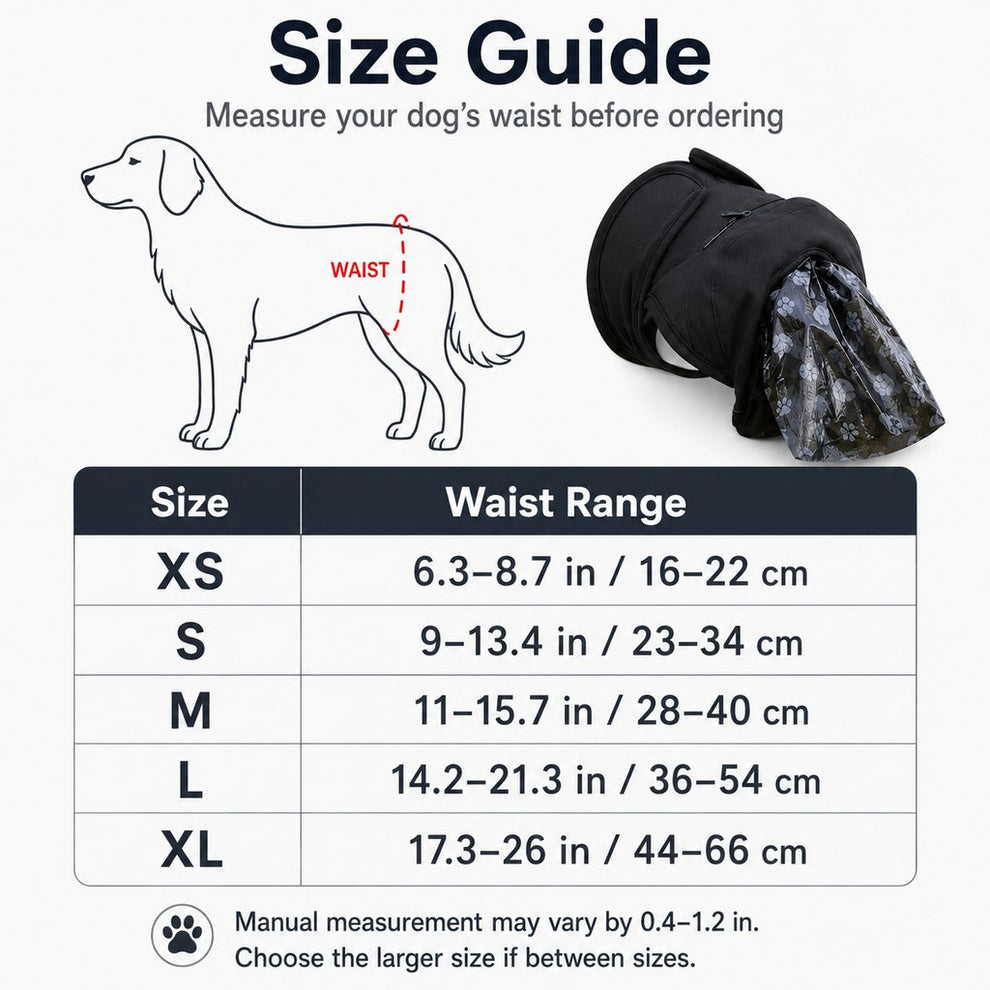 Dog waste catcher pants with 50 bags for daily walks