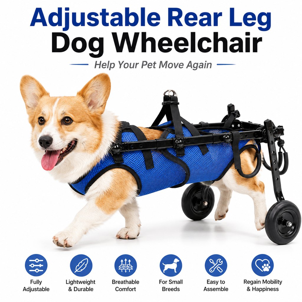 Paws in Awe Adjustable Rear Leg Dog Wheelchair for Daily Walks - Mobility Support Cart for Small Dogs with Weak Back Legs image 3
