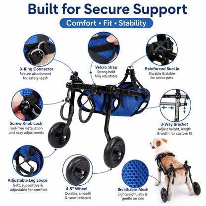 Paws in Awe Adjustable Rear Leg Dog Wheelchair for Daily Walks - Mobility Support Cart for Small Dogs with Weak Back Legs image 9