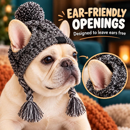 Ear-friendly openings on a knitted dog winter hat