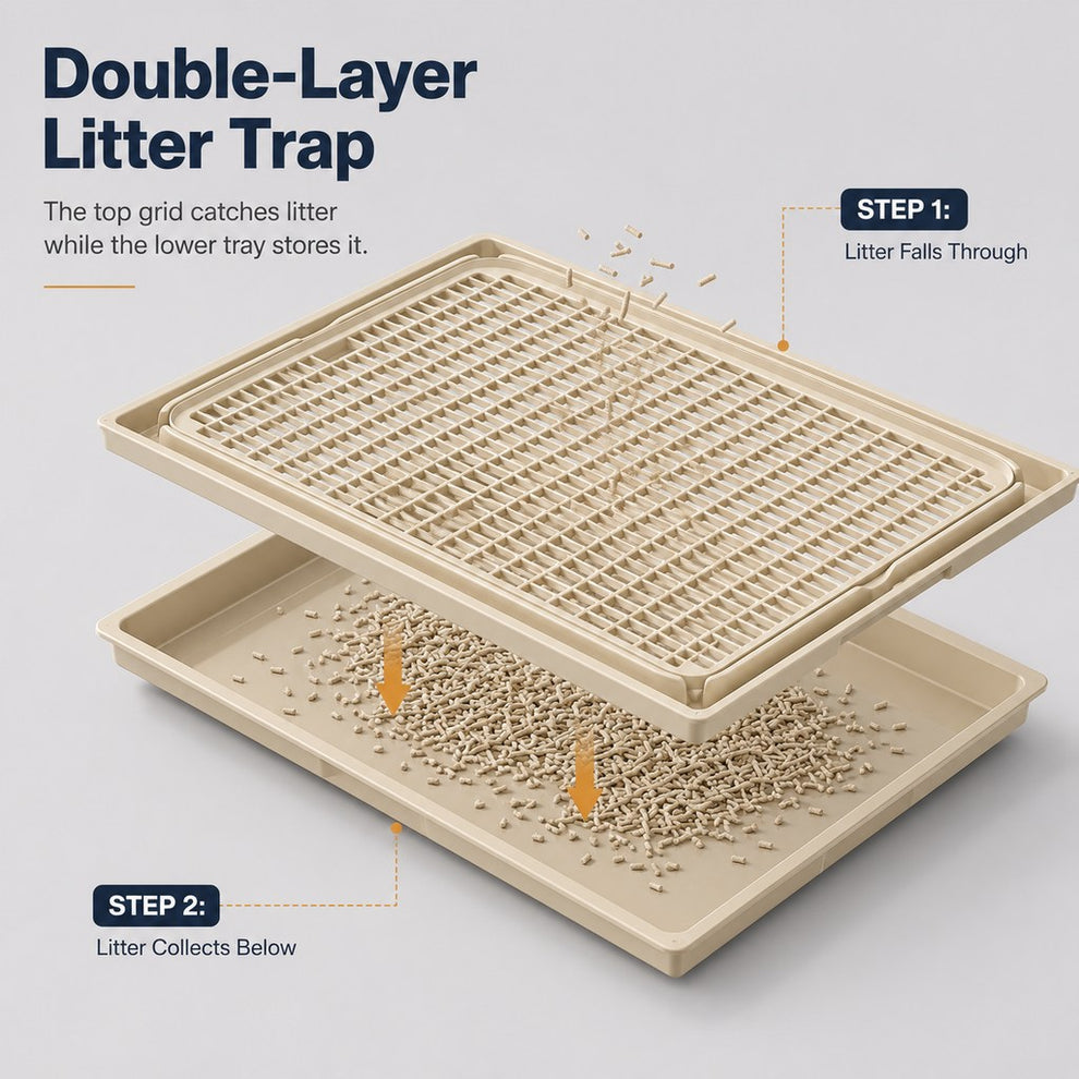 Paws in Awe Modular Cat Litter Mat for Litter Box Exits - Double-Layer Litter Trap for Cleaner Floors image 5