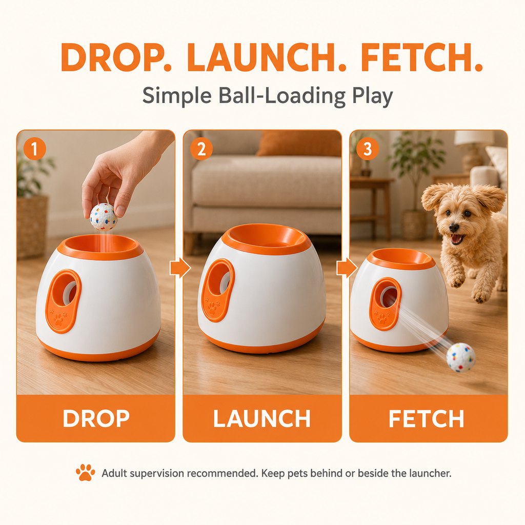 Mini automatic dog ball launcher with 3 balls