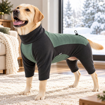 sage green high-neck four-leg thermal dog pajamas