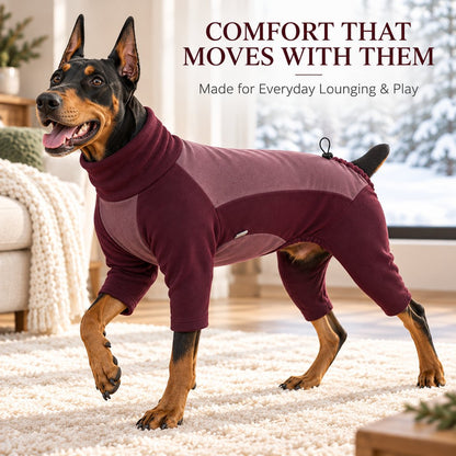 burgundy four-leg thermal dog pajamas for everyday movement