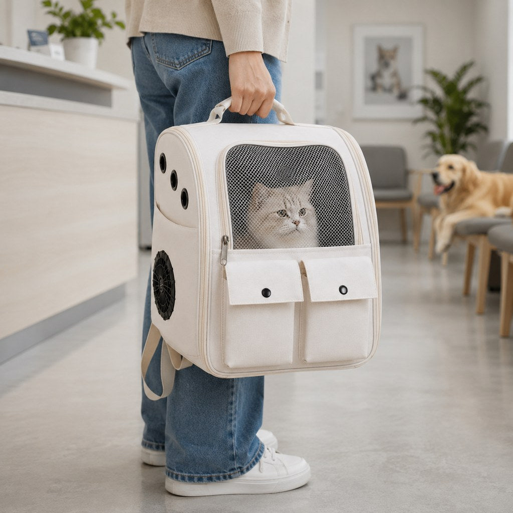 Paws in Awe USB-Powered Dual-Fan Cat Carrier Backpack for Vet Visits & Everyday Travel - Fan-Assisted Cooling for Less-Stuffy Trips image 2