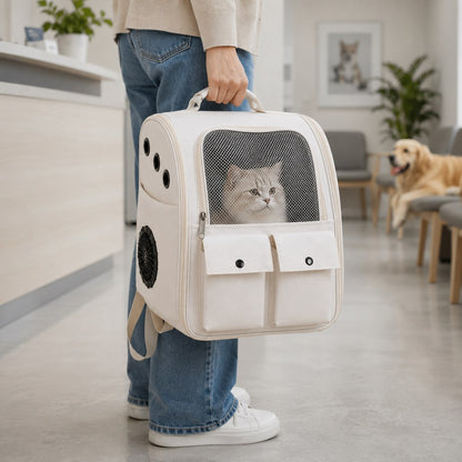 Paws in Awe USB-Powered Dual-Fan Cat Carrier Backpack for Vet Visits & Everyday Travel - Fan-Assisted Cooling for Less-Stuffy Trips image 2
