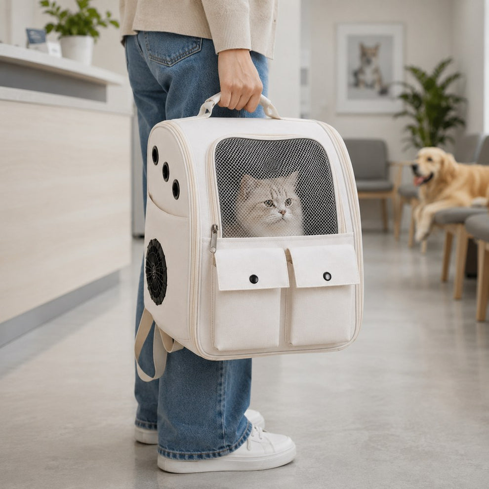 Paws in Awe USB-Powered Dual-Fan Cat Carrier Backpack for Vet Visits & Everyday Travel - Fan-Assisted Cooling for Less-Stuffy Trips image 2