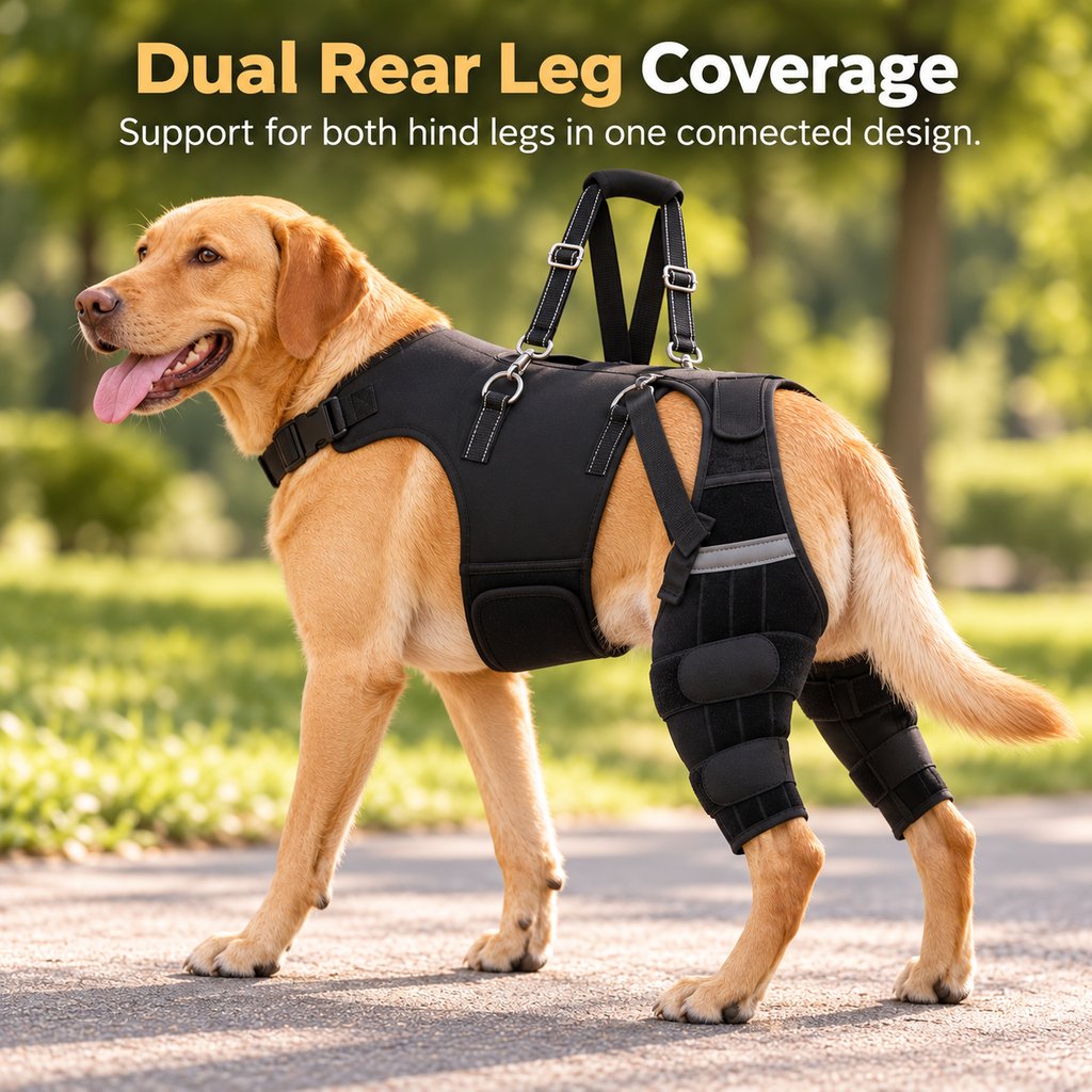 dual rear leg coverage dog mobility support brace
