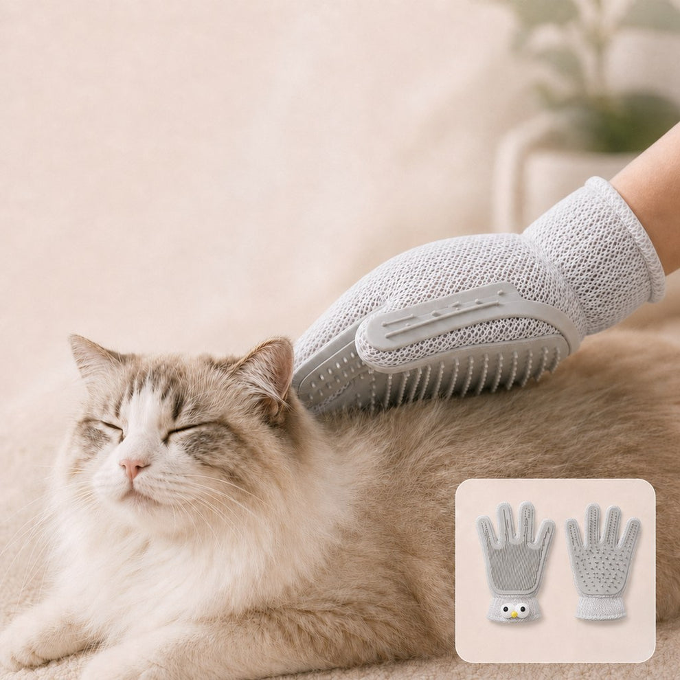 Paws in Awe Dual-Sided Pet Grooming Glove for Couch & Bath Time - Gentle Deshedding, Massage & Fur Cleanup for Cats &Dogs image 1