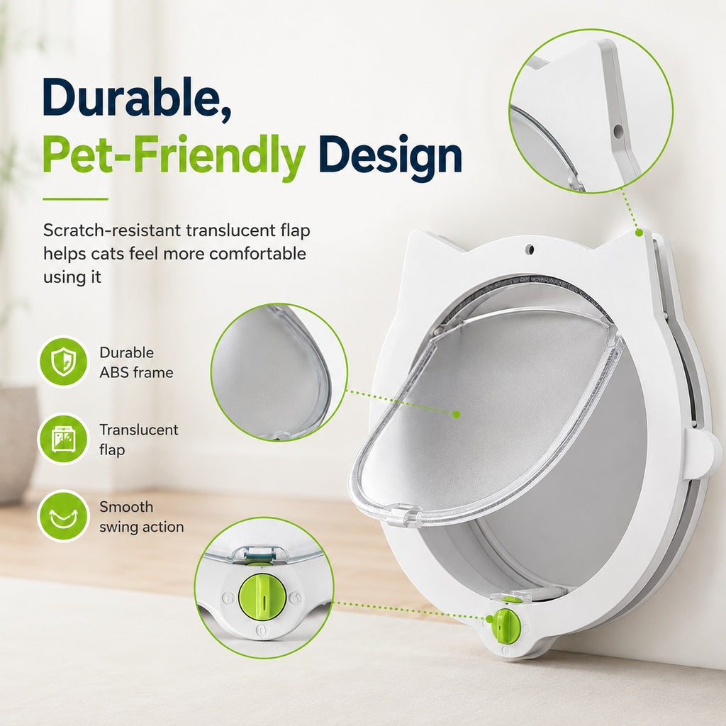 Paws in Awe 4-Way Locking Interior Cat Door for Litter Box Cabinets & Rooms - Private Access Without Door Scratching image 6