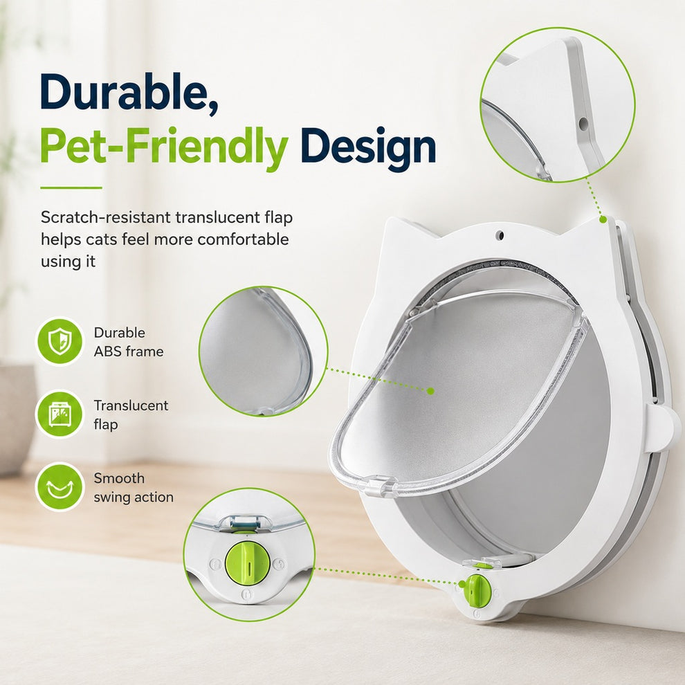 Paws in Awe 4-Way Locking Interior Cat Door for Litter Box Cabinets & Rooms - Private Access Without Door Scratching image 6