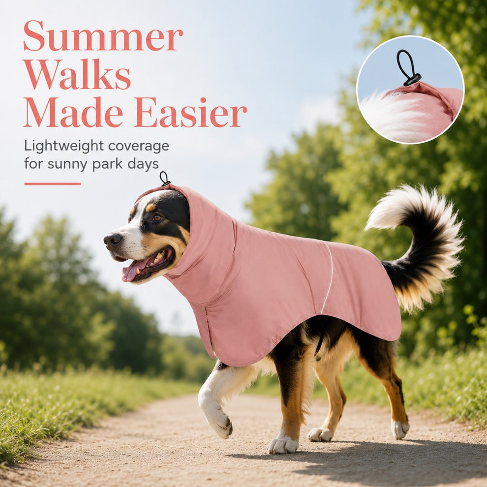 Paws in Awe Hooded Dog Sun & Rain Cape for Summer Walks - Lightweight Neck-to-Back Coverage for Drizzle, Wind & Sunny Outdoor Days image 2