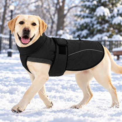 black fleece-lined reflective winter dog coat