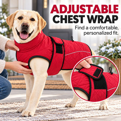 red winter dog coat adjustable chest wrap