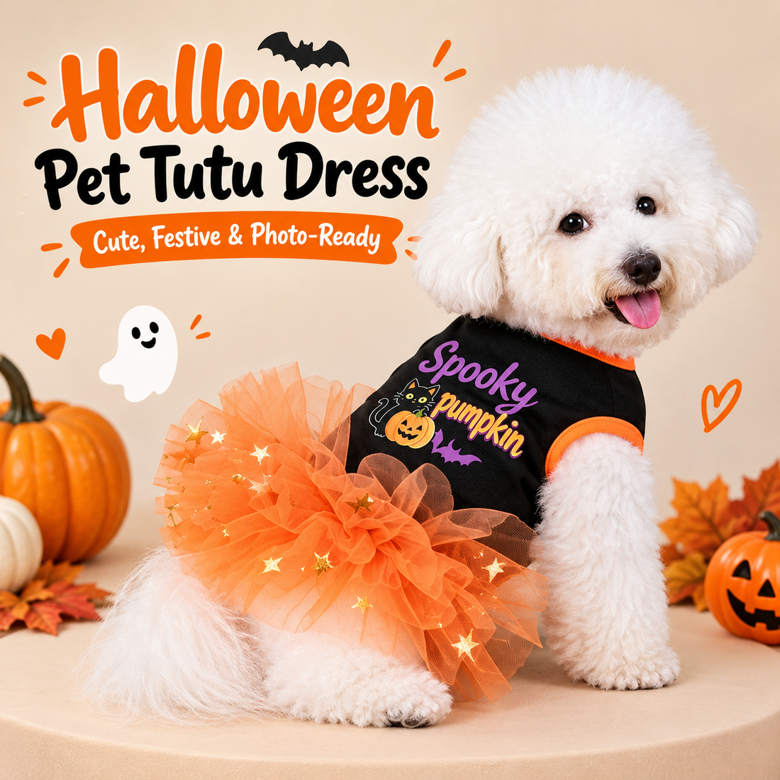 Paws in Awe Halloween Dog Tutu Dress for Parties & Photos - Soft Lightweight Costume for Small Dogs image 1