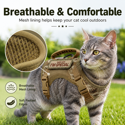 Paws in Awe Tactical Cat Harness with Leash for Outdoor Walks, Adjustable Escape-Resistant Vest for Cats image 8