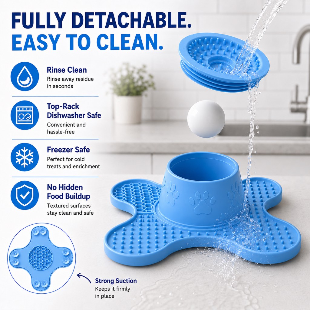 Paws in Awe 3-in-1 Dog Lick Mat & Slow Feeder Bowl for Bath Time, Grooming & Home Alone - Helps Slow Fast Eating and Keep Pets Busy image 8