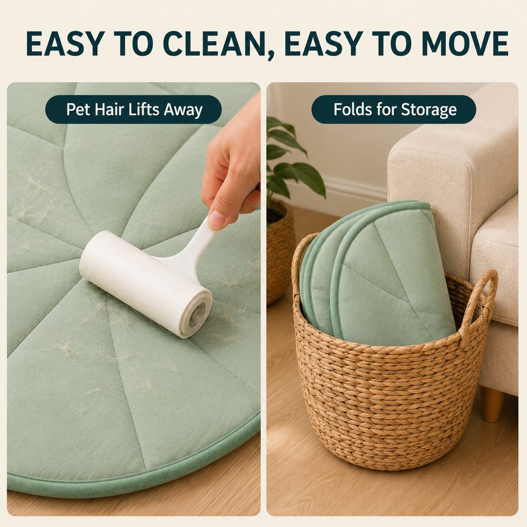 Easy clean foldable lotus leaf pet mat