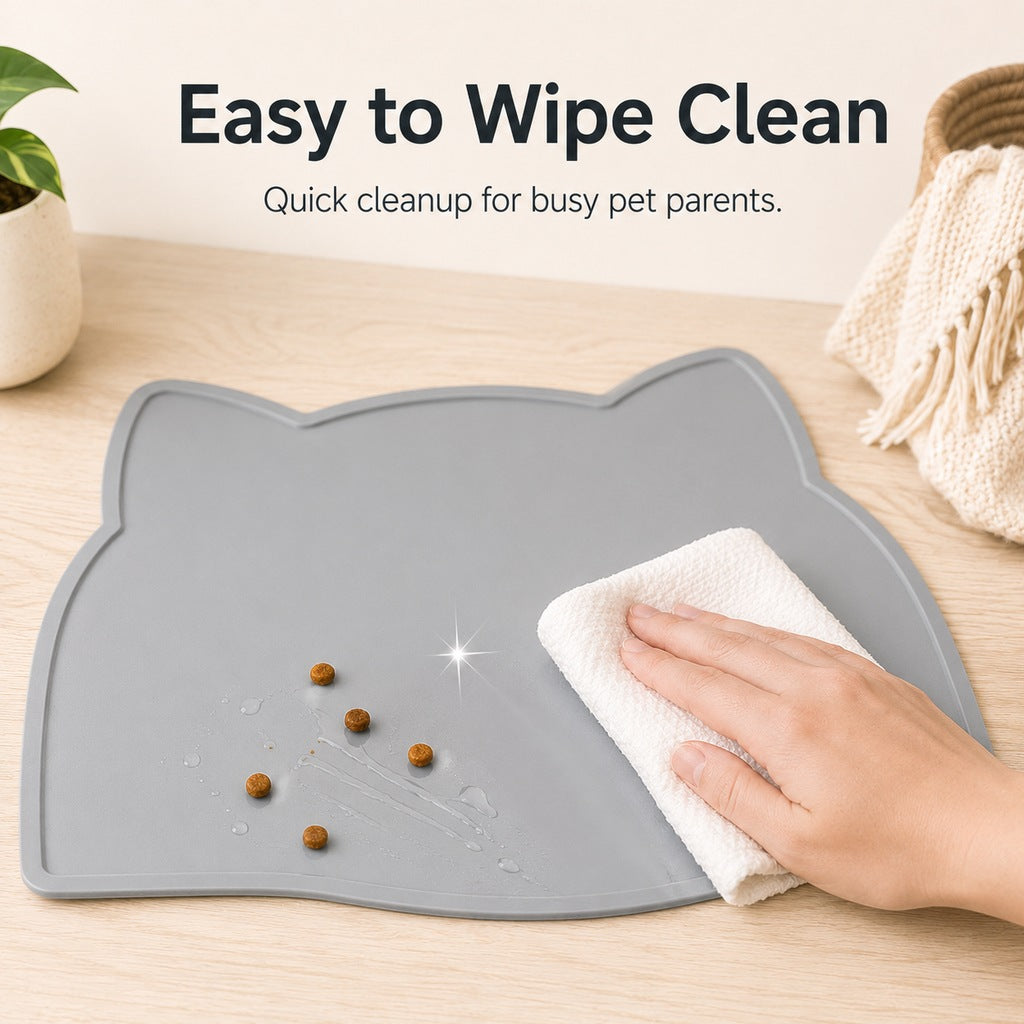 Paws in Awe Raised-Edge Silicone Pet Feeding Mat for Cats & Dogs - Keeps Floors Clean at Mealtime image 5