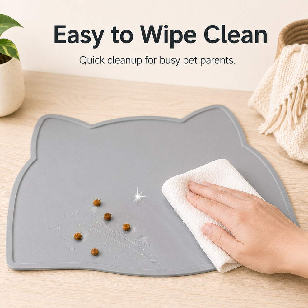 Paws in Awe Raised-Edge Silicone Pet Feeding Mat for Cats & Dogs - Keeps Floors Clean at Mealtime image 5