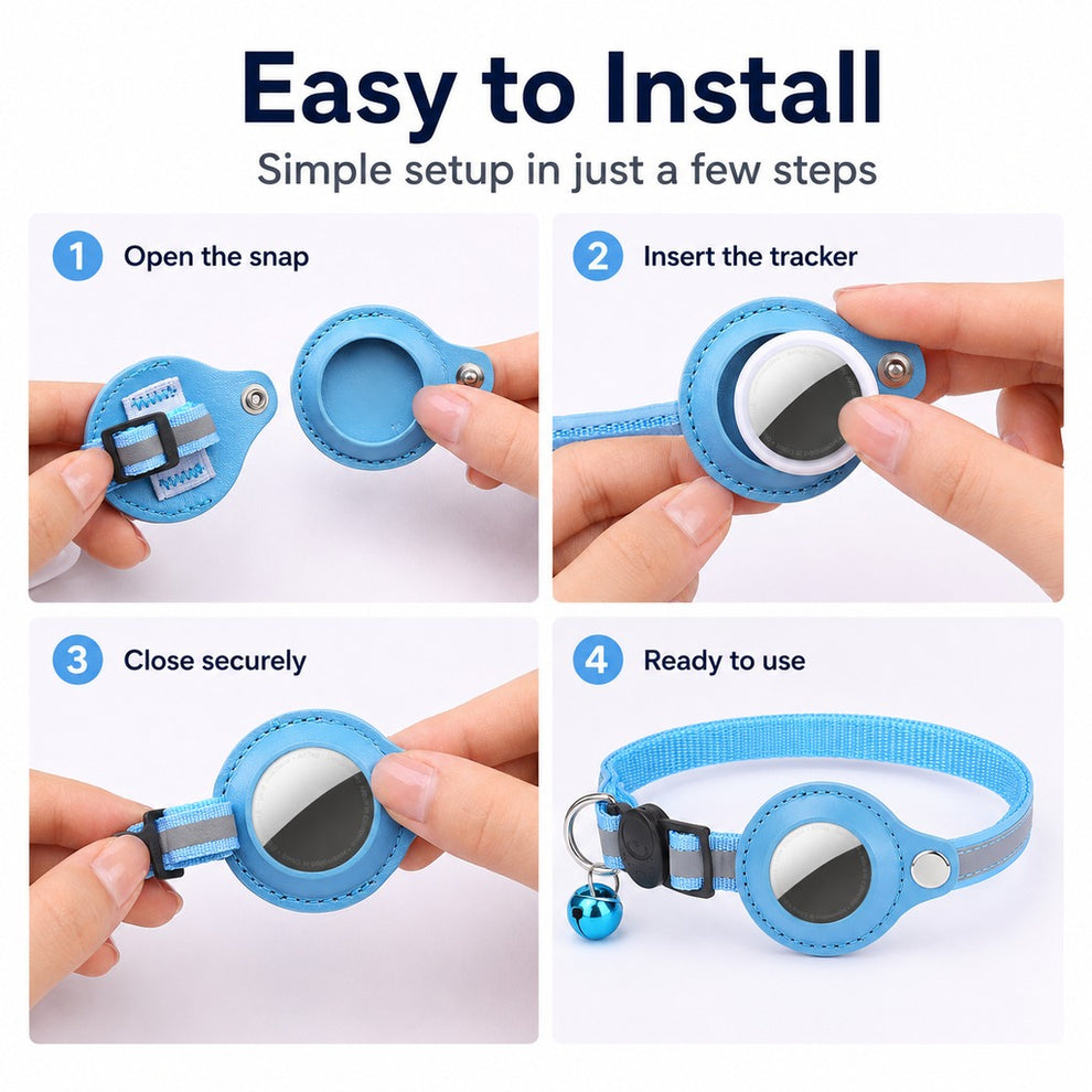 Paws in Awe AirTag-Compatible Reflective Pet Tracking Collar for Cats & Small Dogs - Secure Holder for Outdoor Adventures & Night Visibility image 5