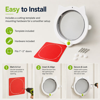 Paws in Awe 4-Way Locking Interior Cat Door for Litter Box Cabinets & Rooms - Private Access Without Door Scratching image 5