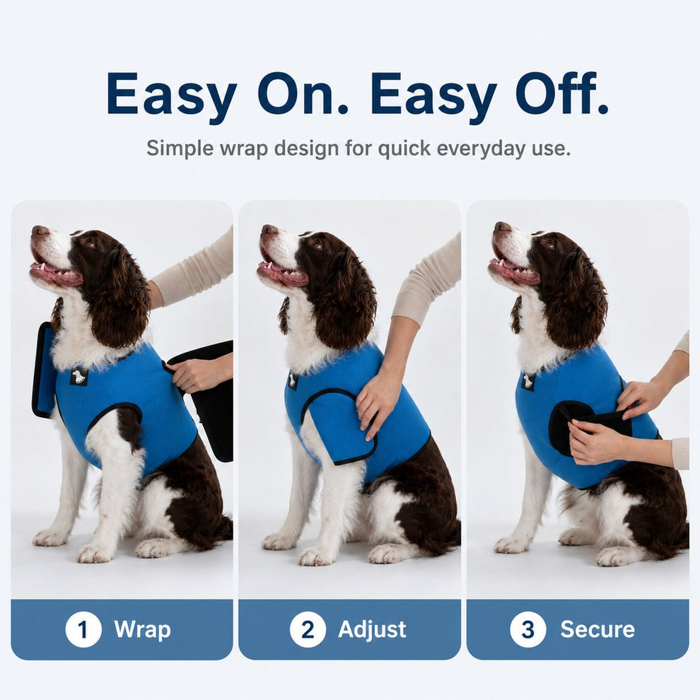 Easy on and off dog comfort wrap vest