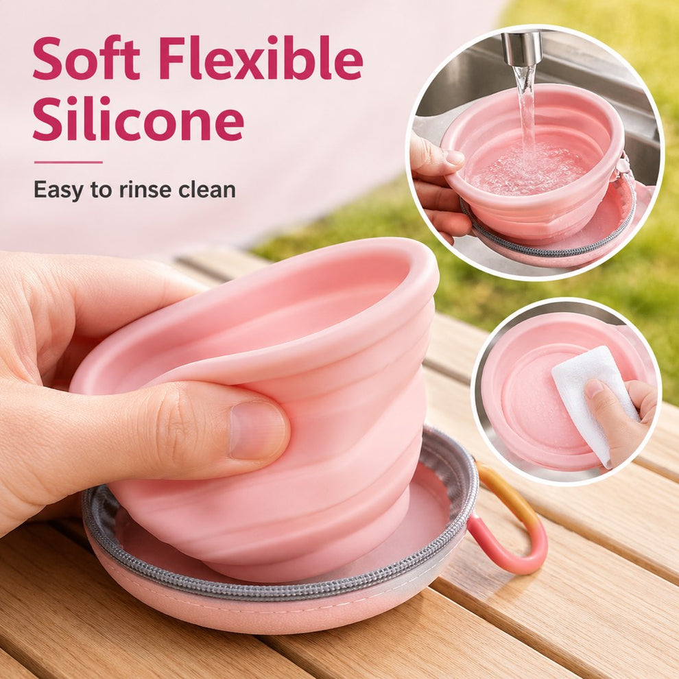 easy rinse collapsible pet feeding bowl