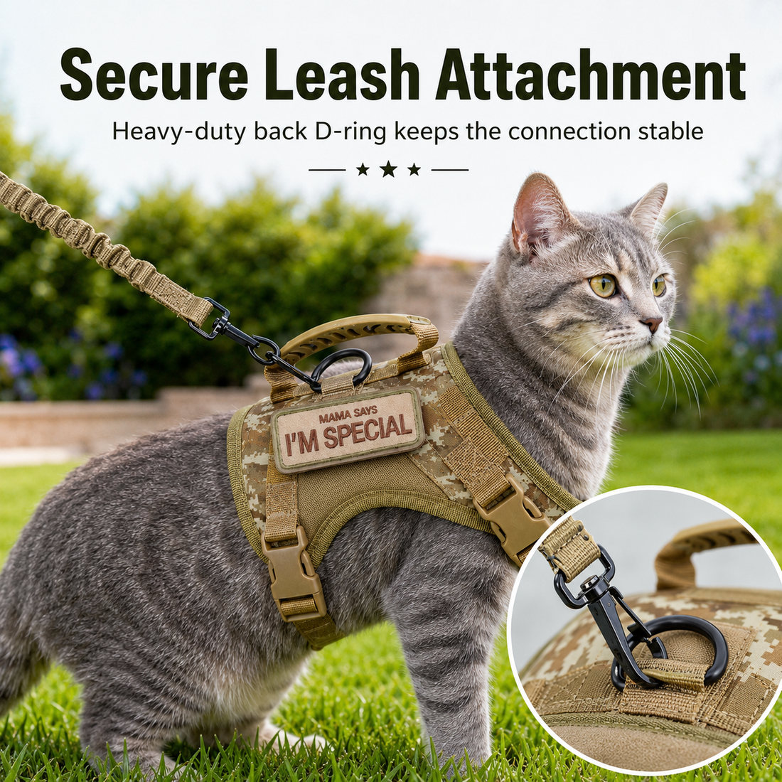 Paws in Awe Tactical Cat Harness with Leash for Outdoor Walks, Adjustable Escape-Resistant Vest for Cats image 10