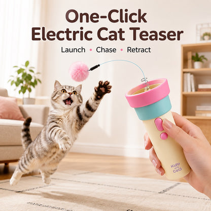 Paws in Awe One-Click Electric Cat Teaser Launcher for Indoor Cats - Chase & Pounce Play Without Constant Wand Waving image 2