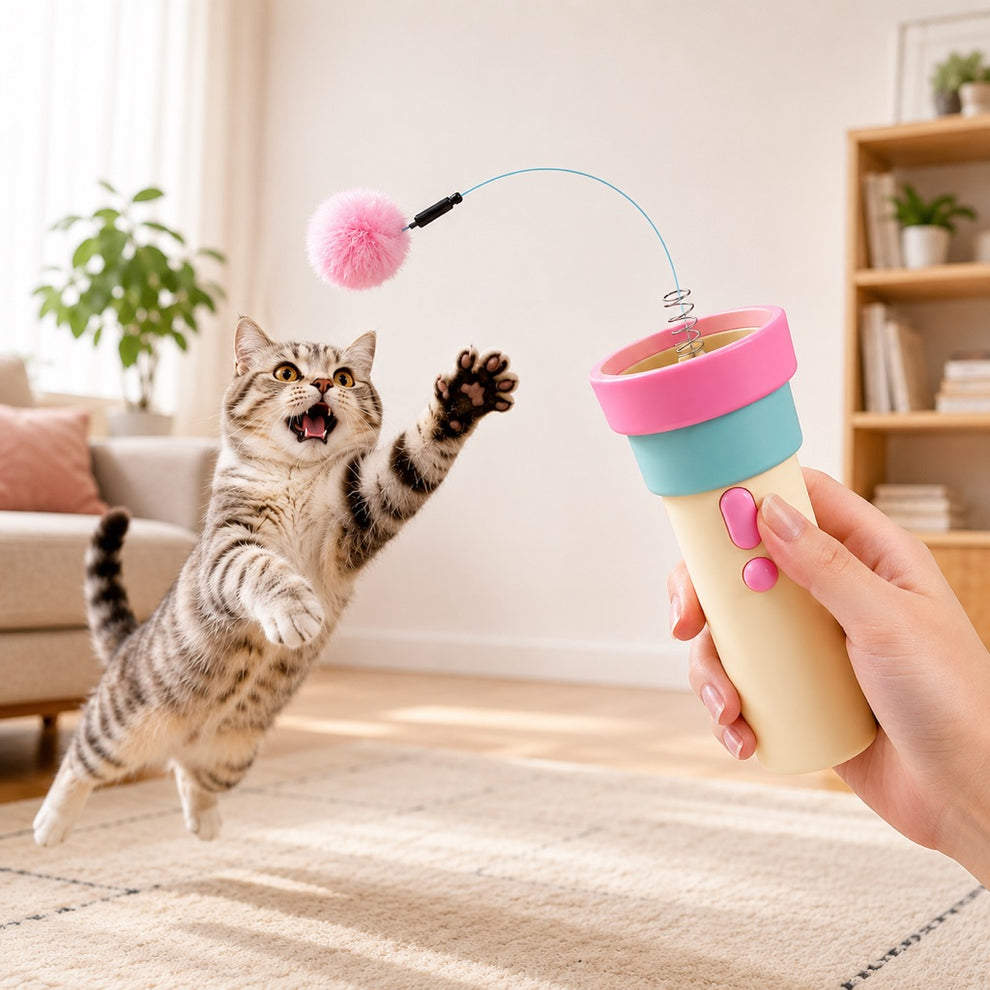 Paws in Awe One-Click Electric Cat Teaser Launcher for Indoor Cats - Chase & Pounce Play Without Constant Wand Waving image 1