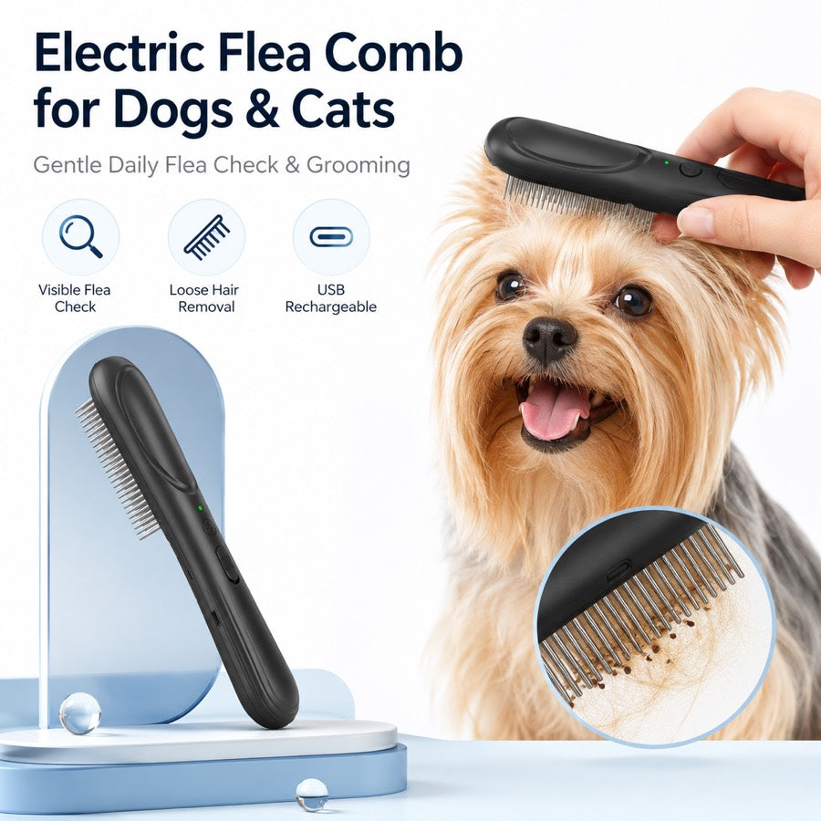 Paws in Awe Electric Flea Comb for Dogs & Cats – At-Home Flea Check & Loose Hair Grooming Without Sprays image 2