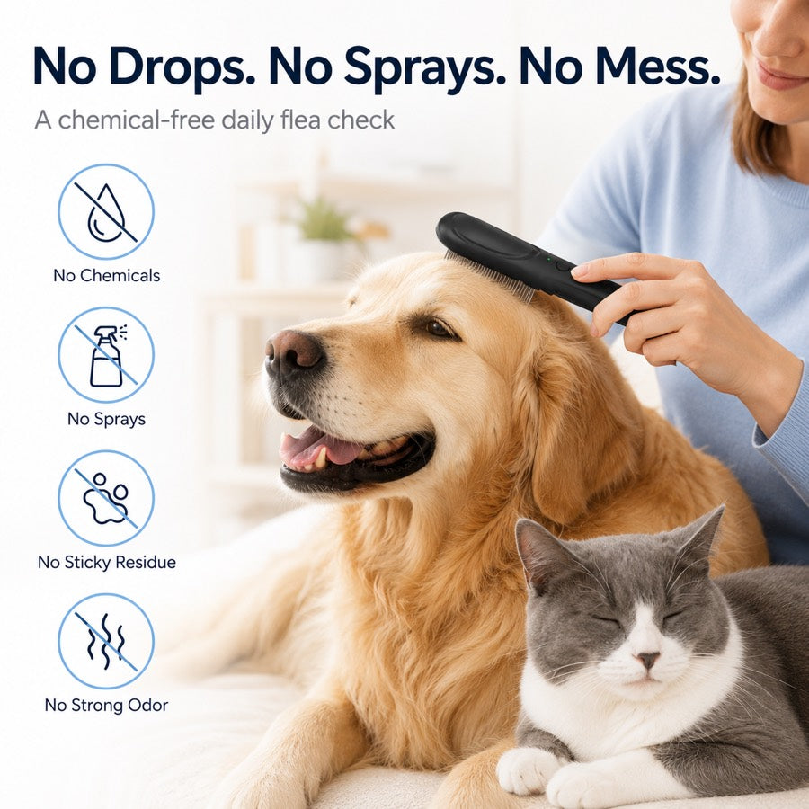 Paws in Awe Electric Flea Comb for Dogs & Cats – At-Home Flea Check & Loose Hair Grooming Without Sprays image 3