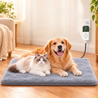 Gray electric heated pet mat for cats and dogs