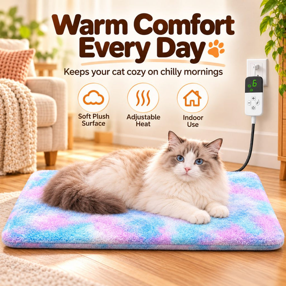 Multicolor heated pet mat for indoor resting