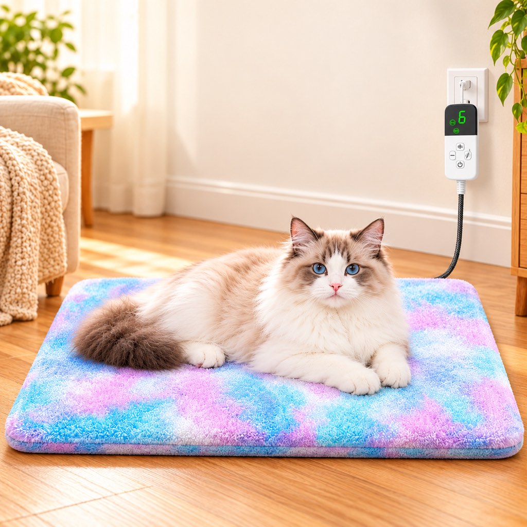 Multicolor electric heated pet mat for cats and dogs