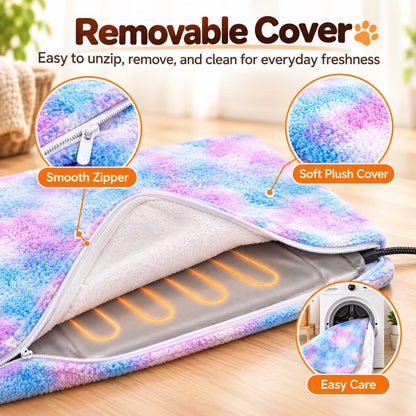 Removable plush cover and heating insert details