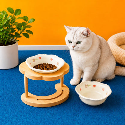 Paws in Awe Elevated Ceramic Pet Bowl with Wooden Stand for Cats & Small Dogs image 12