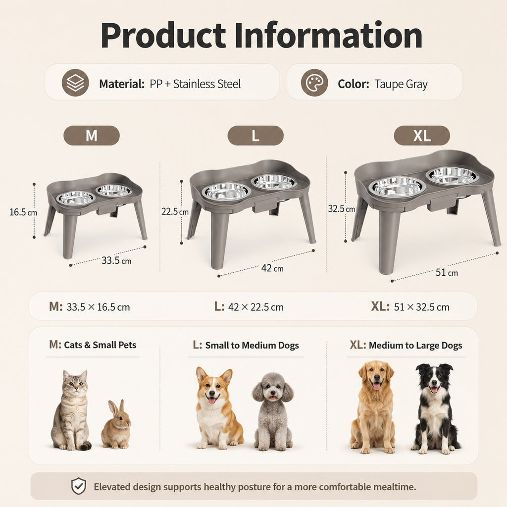 Paws in Awe Elevated Pet Feeder with Spill Guard for Cats & Dogs - Raised Dual Stainless Steel Bowls for Cleaner Floors image 8