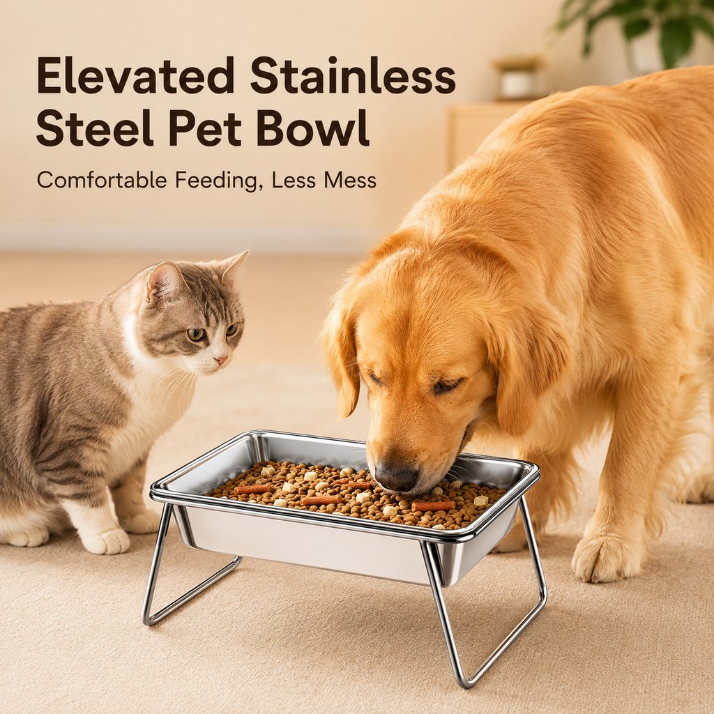 Paws in Awe Elevated 304 Stainless Steel Pet Bowl with Stand for Cats & Dogs - Anti-Tip Raised Feeder for Cleaner Meals image 3