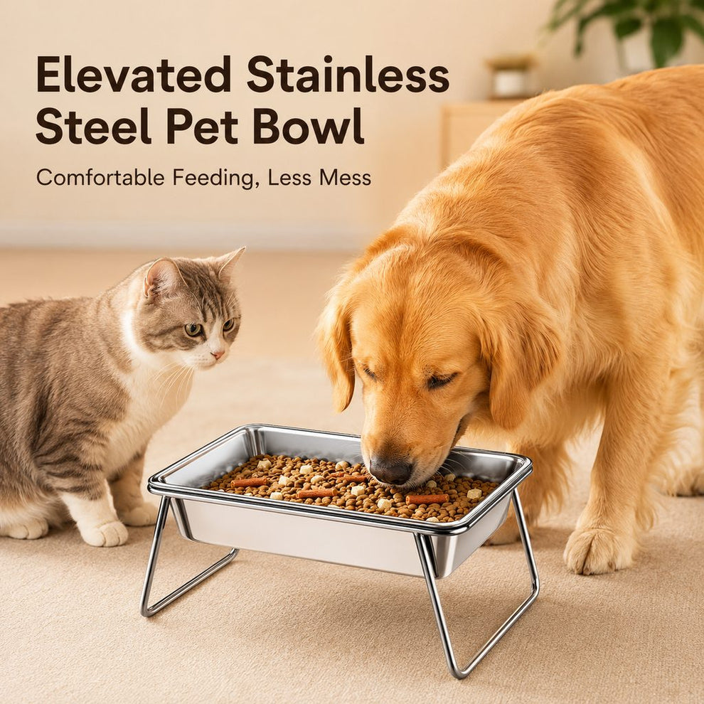 Paws in Awe Elevated 304 Stainless Steel Pet Bowl with Stand for Cats & Dogs - Anti-Tip Raised Feeder for Cleaner Meals image 3