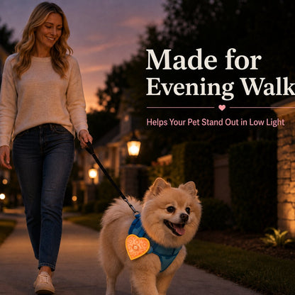 Rechargeable heart pet visibility light for evening walks
