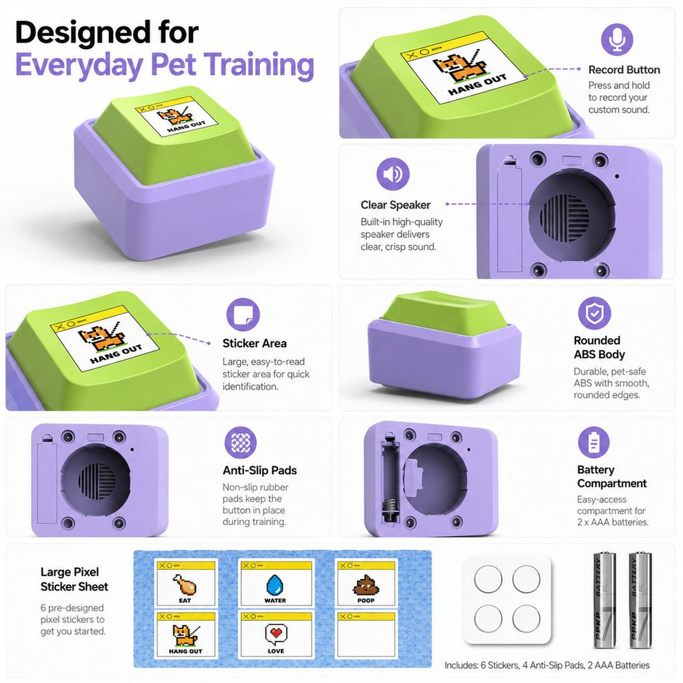 Everyday pet training button details