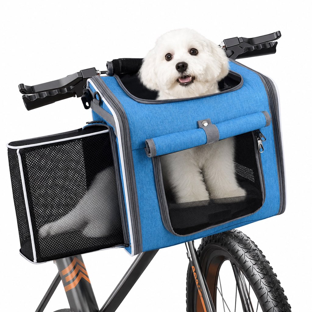 Expandable bike pet carrier backpack for cats and small dogs