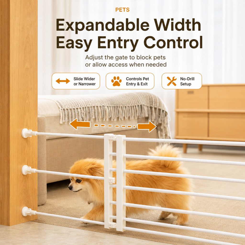 Paws in Awe No-Drill Expandable Pet Gate for Doorways - Adjustable Indoor Barrier for Small Dogs image 5