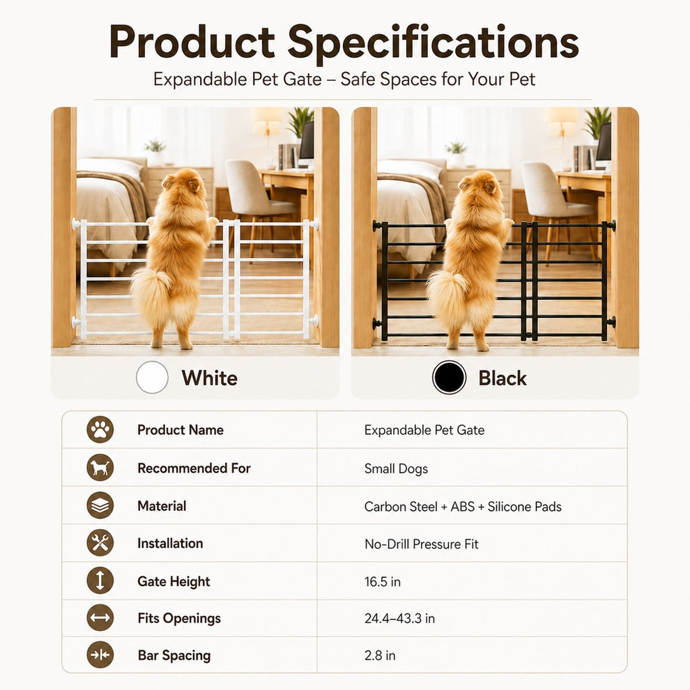 Paws in Awe No-Drill Expandable Pet Gate for Doorways - Adjustable Indoor Barrier for Small Dogs image 9