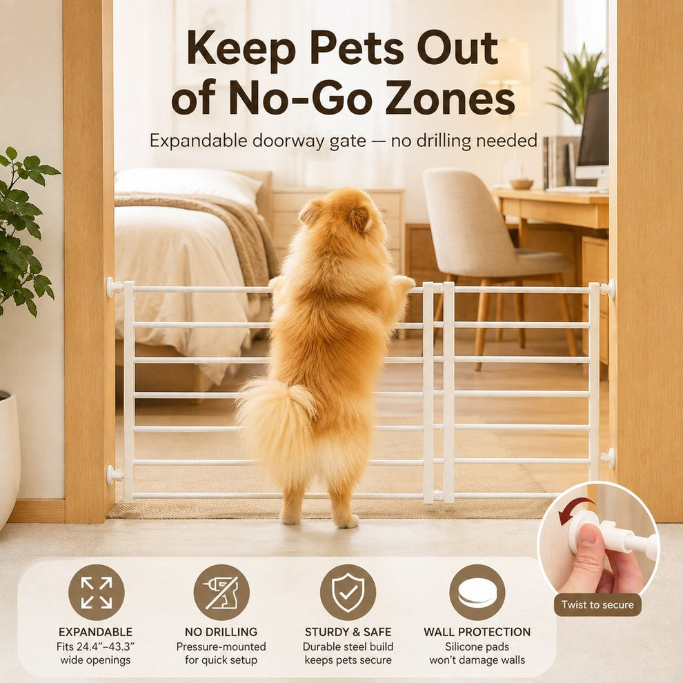 Paws in Awe No-Drill Expandable Pet Gate for Doorways - Adjustable Indoor Barrier for Small Dogs image 2