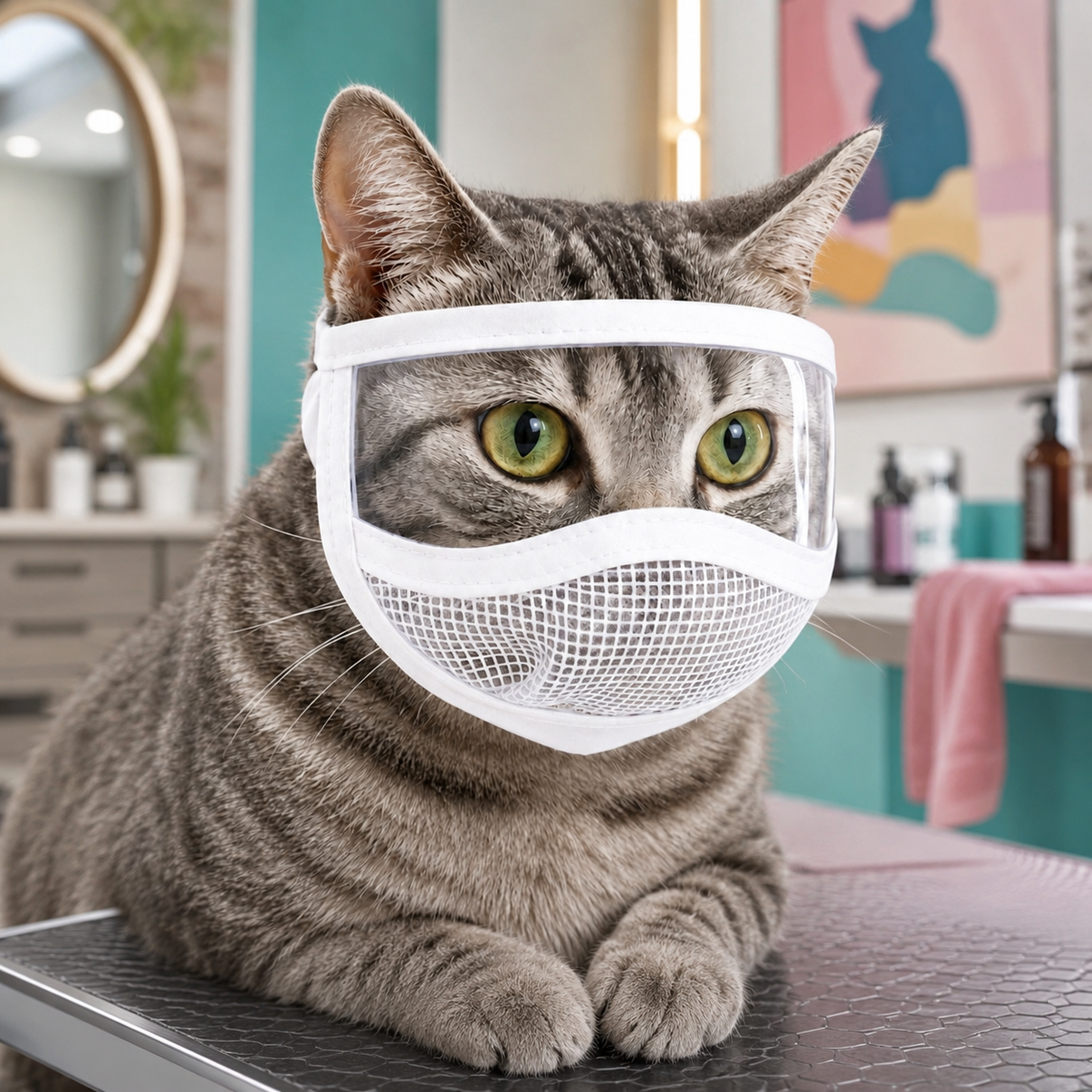 Paws in Awe Clear-View Cat Grooming Shield for Nail Trims & Ear Cleaning - Helps Reduce Bites and Scratches During Cat Care image 1