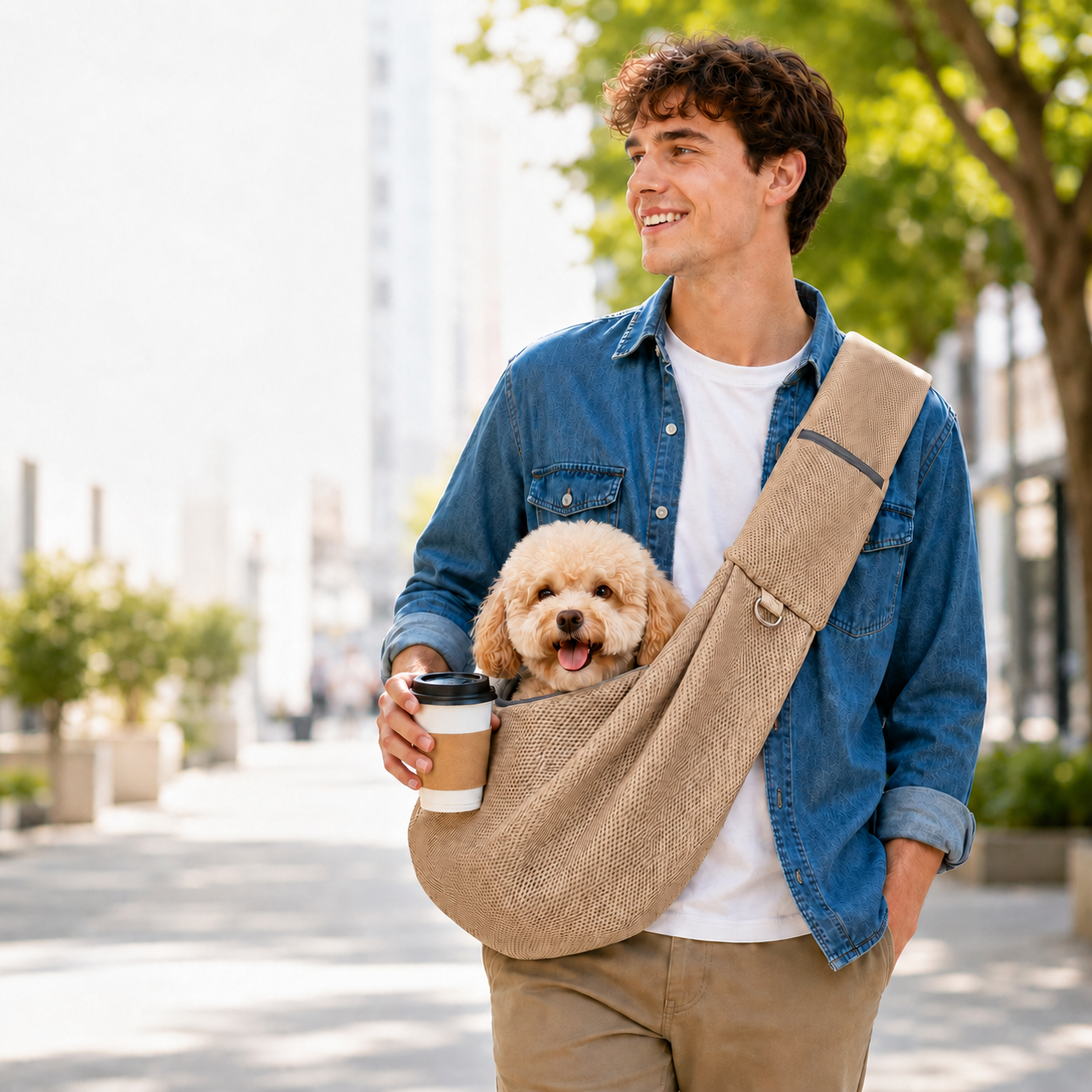 Paws in Awe Crossbody Pet Sling Carrier for Small Dogs & Cats - Breathable Hands-Free Travel Bag for Walks, Errands & Vet Visits image 12